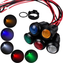 5pc 12V 24V LED Indicator Light Plastic Black Signal Dot Lamp 12mm Mounting