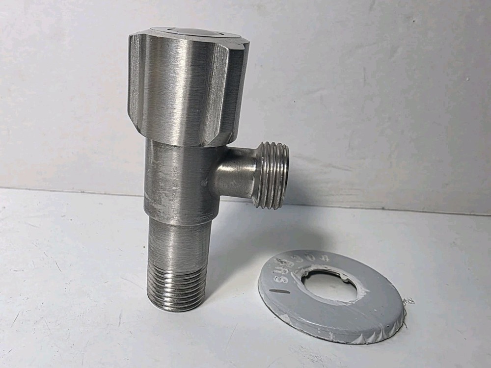 SUS 304 Angle Water Stop Valve G1/2 Male Thread 2 Way Rotary Stainless Steel