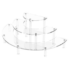 Dooiclear 3 Tier Acrylic Display Risers, Half Moon Cupcake Stand, Clear Perfu…