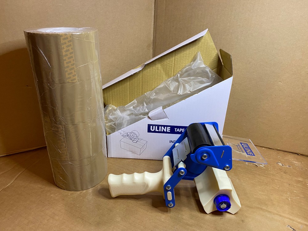 Uline S-444 4-Roll Tape & H-596 3-inch Industrial Tape Dispenser Starter Pack