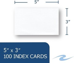 Unruled 3×5 Index Cards, 100 Each – Pack of 36