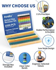 1050 Pcs 30 Values Resistor Kit 1/4 W +-1% Metal Film Fixed Resistors Assortment