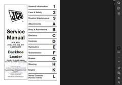 JCB 214 BACKHOE LOADER SERVICE REPAIR SHOP MANUAL PDF USB