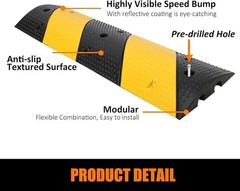 2 Pk Rubber Speed Bump Heavy Duty 2 Channel Modular Cable Protector Ramp 25000lb