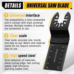 6PCS Oscillating Tool Blades, Universal Wood Multitool, Black