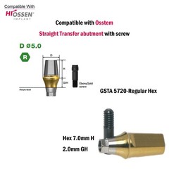 Dental Titanium Straight Abutment Ti Cemented Abutment Fits to Osstem Hiossen TS