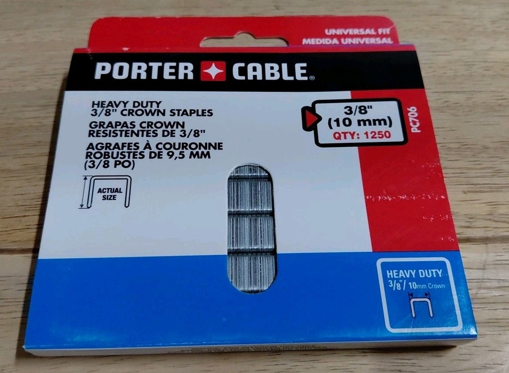 Porter Cable Heavy Duty Crown Staples 3/8″ 10mm 1250 Pack X 2 Universal Fit…