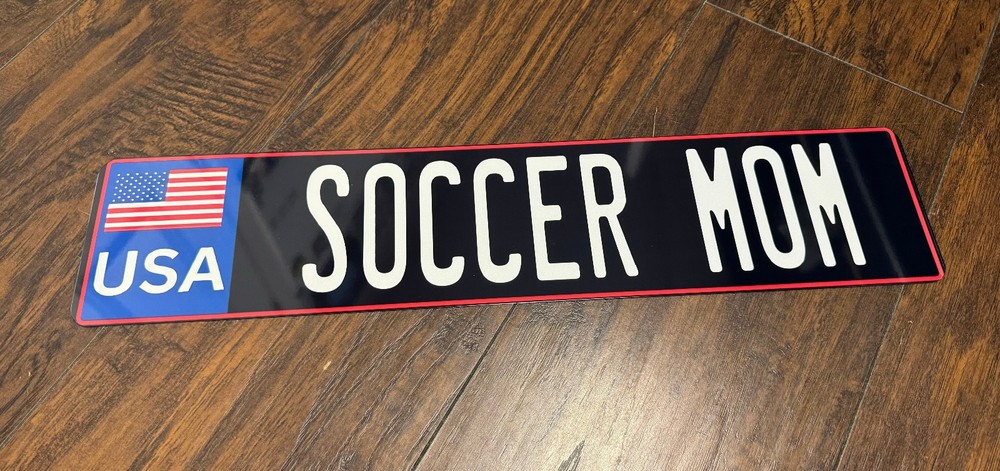 USA Black & Red Euro Style License Plate – Custom Text European Tag ANY TEXT