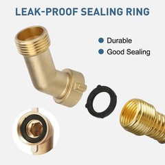 2pcs Brass 45° 90° Garden Hose Elbow Connector 3/4″ Adapter w/ Washer Heavy Duty