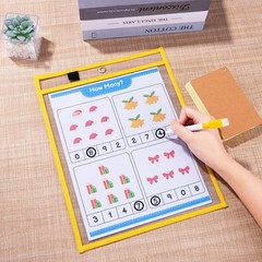 50 Packs Oversized Dry Erase Pockets Reusable Plastic Sleeves 5 Colors Ticket…