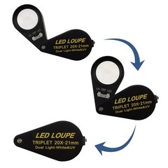 20x Magnifier Jewelry Loupe LED UV 21mm Triplet Lens Magnification Power