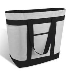Insulated Grocery Tote Bag Large Reusable Cooler Bags w/ Zipper Leakproof Grey