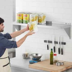 12″W x 48″L Stainless Steel Heavy Duty Kitchen Overshelf Solid Wall Mount Shelf