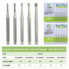 WAVE Dental Carbide Latch Burs Long Round Ball RA SURG Bur Contra Angle 22/26mm