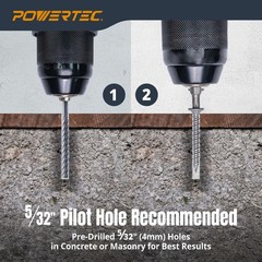 POWERTEC Cement Screws #8 x 15/8″, Ruspert Coated Concrete Screws with T25 To…