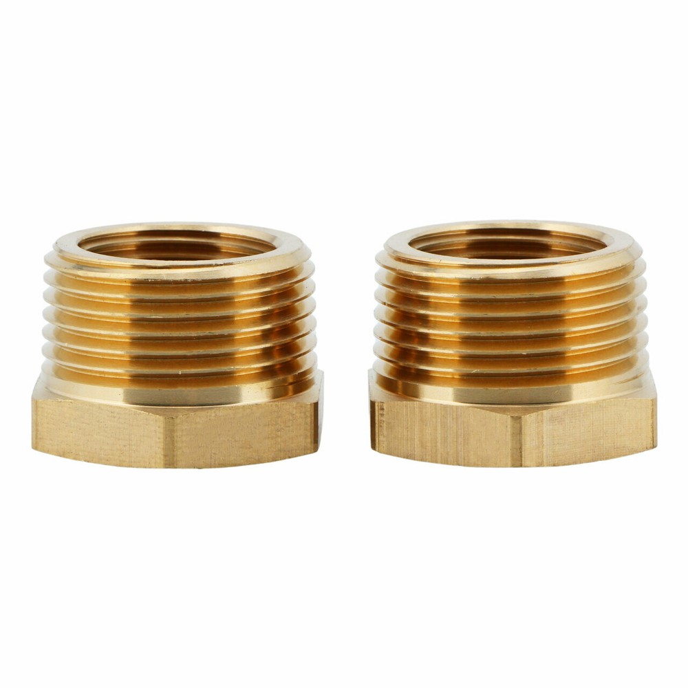 U.S. Solid 2pcs Brass Pipe Fitting Reducer Bushing, MNPT 1″ x FNPT 3/4″