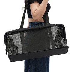 Oxford Cloth Foldable Shopping Cart 50kg Capacity Detachable Mesh Bag Black