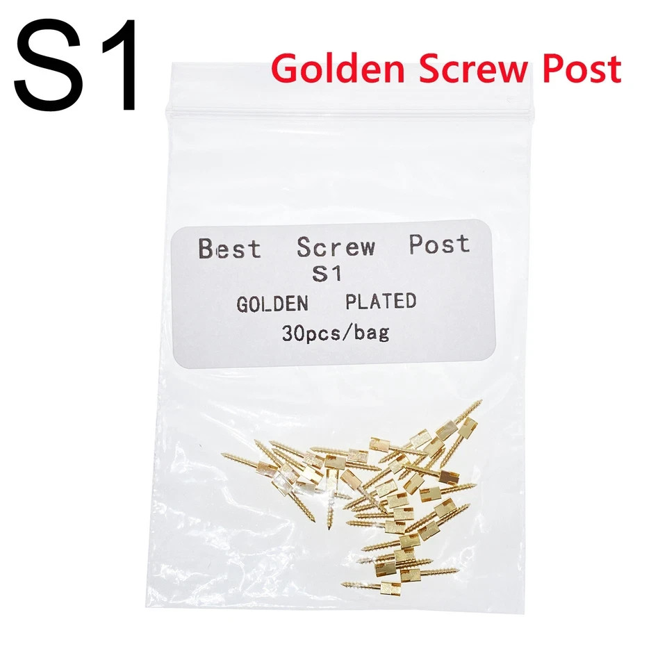 30 Pcs Dental Screw Post Plated 24K Gold Conical Refill for Root Canal S/M/L/XL