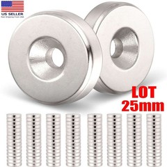 LOT 25MM Ring Round Disc Strong Neodymium Magnets Rare Earth WITH Hole Magnet
