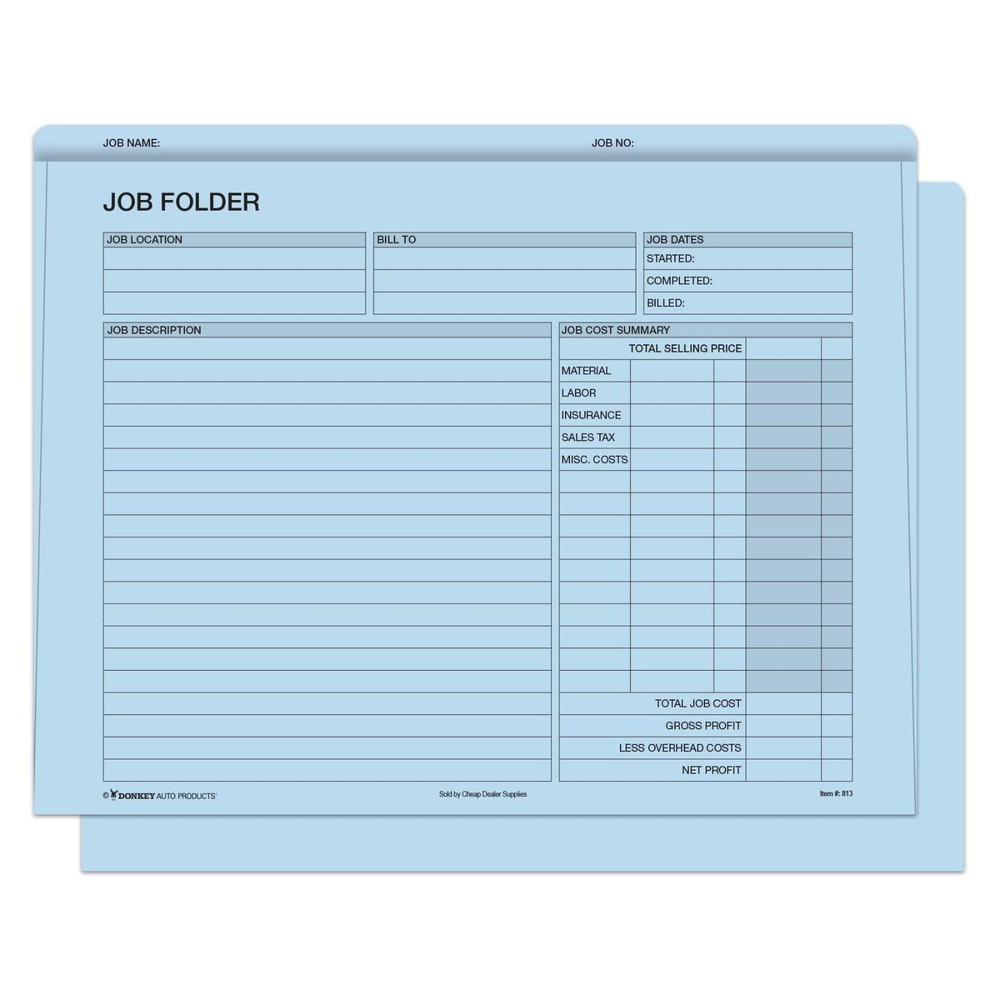 Heavy Duty Job File Folders for Project Tracking (100 Per Pack)