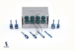Dental Trephine Drills Kit 8 Pcs Implant Blue Titanium Coated & Bur Holder CE