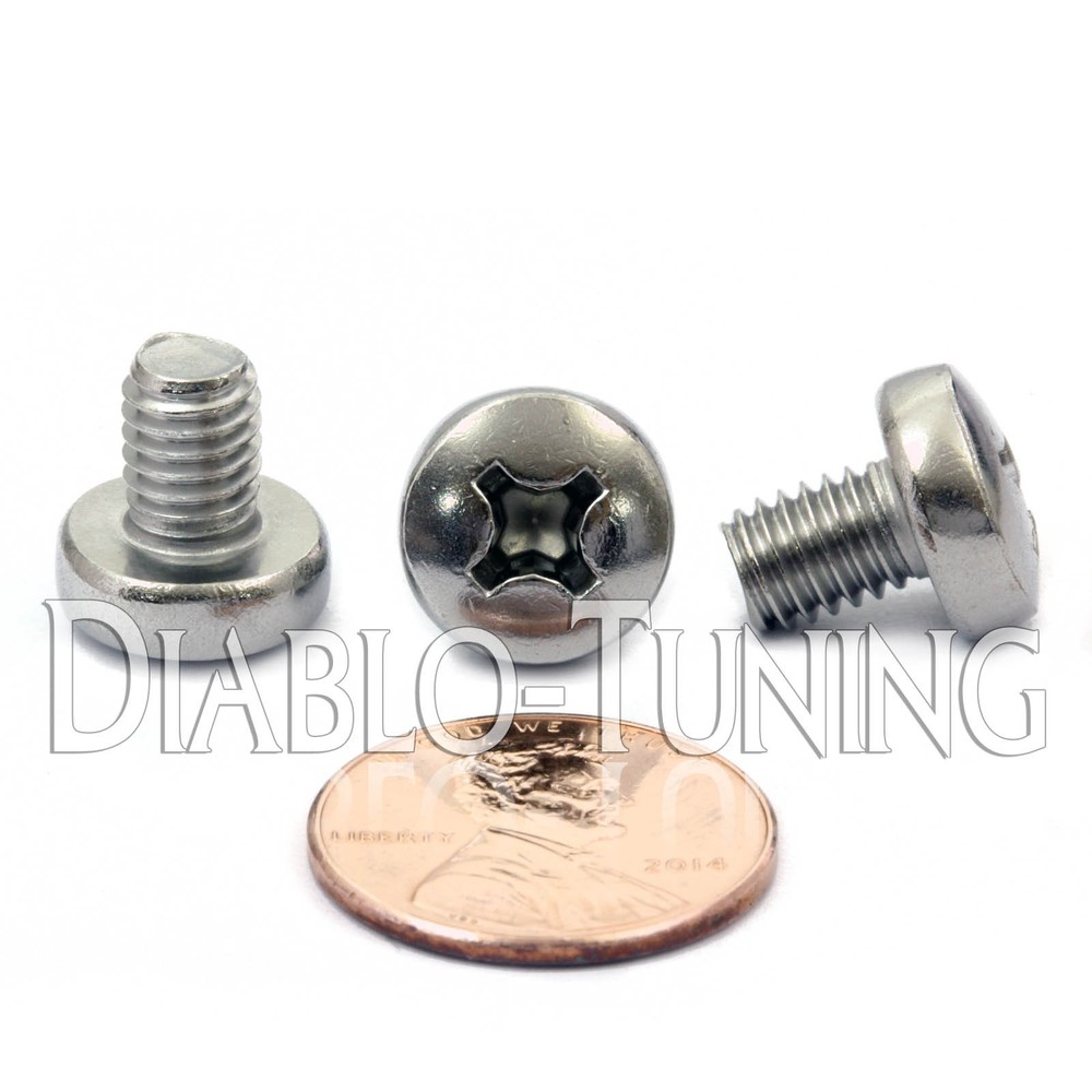 M6 x 8mm – Qty 10 – Stainless Steel Phillips Pan Head Machine Screws DIN 7985 A