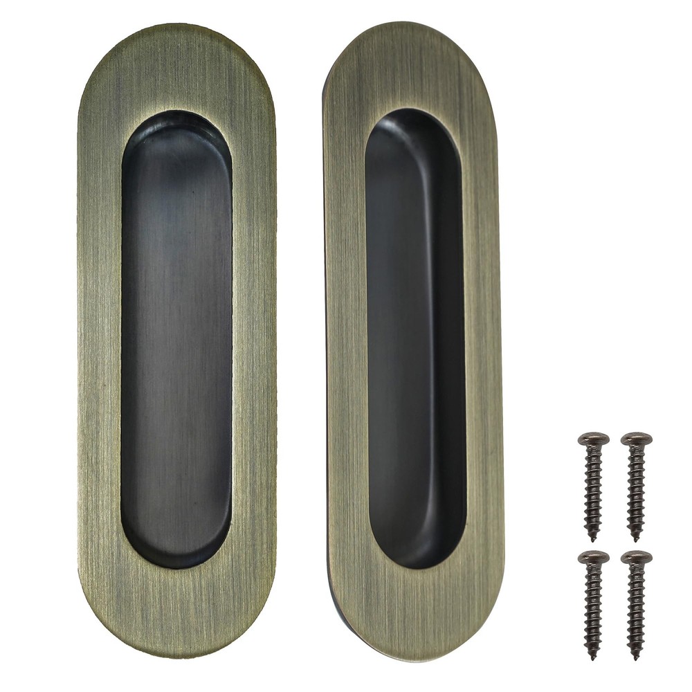 Recessed Door Handle Flush Pull 6 Inch Sliding Closet Handle Oval Pocket Door…