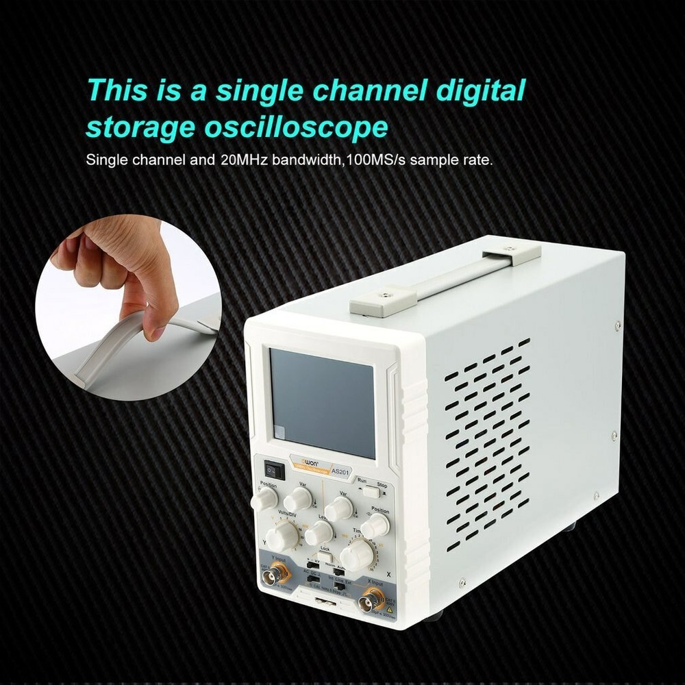 OWON AS201 Oscilloscope 1 Channel 20MHz 100MS/s 130.000 WFMS/S 3,7″ Colour LCD