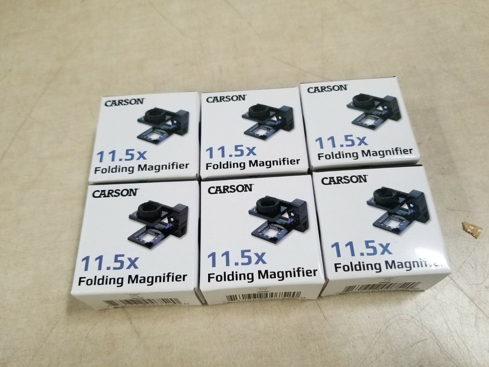 Lot of 6 – Carson LT-10 Magnifier Lighted 11.5X Linen Tester Dual Lens Measuring
