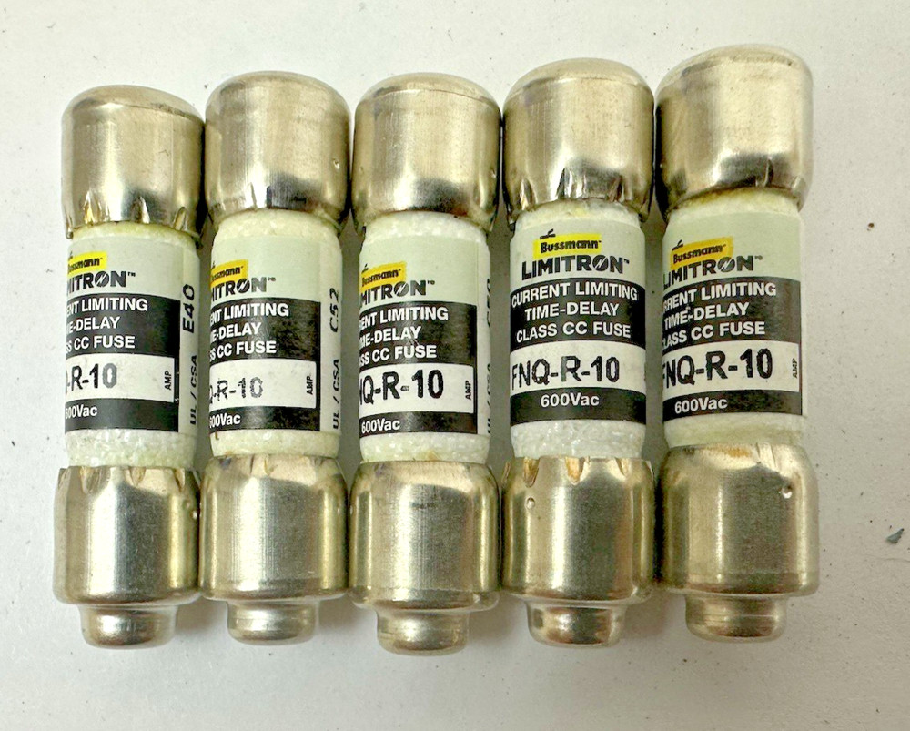 COOPER BUSSMANN FNQ-R-10 CLASS CC 10A 600V TIME-DELAY FUSE LOT OF 5