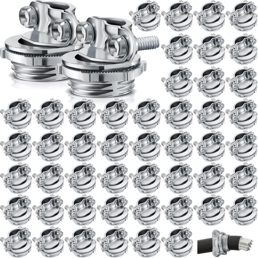 Blulu 50 Pcs 3/4 Inch Cable Connectors Clamp Type Cable Connectors Conduit