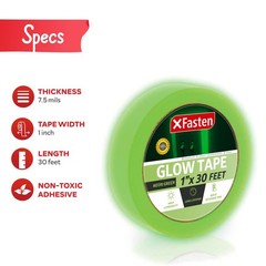 Glow in the Dark Tape, Yellow/Green, 1-Inch x 30-Foot Photo-Luminescent Glow …