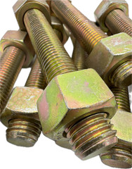 5 Pack! `7/8″-9 x 6-1/2” B7 Studs Cadmium Yellow, End to End, w/ (2) 2H Nuts