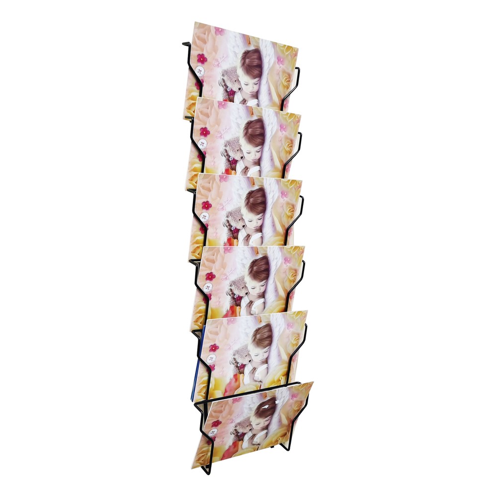 Horizontal Wall Mount 6 Pockets 6X4″ Greeting Card Post Card Rack Holder Display