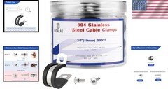Stainless Steel Cable Clamps Kit 3/4 Inch 50 Pcs with Screws for Wires Pipes