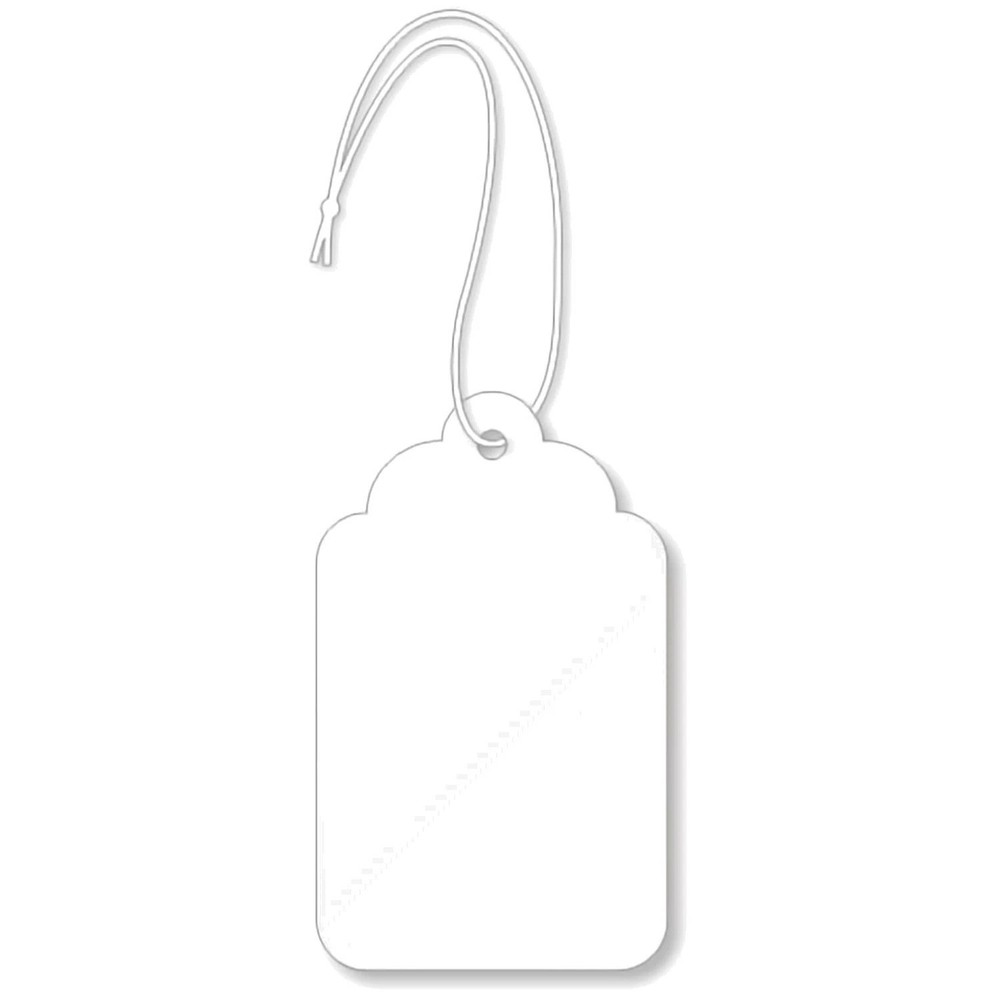 1000 White Price Tags w/ Strings – Size-8, 12pt Thick