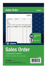 3-Part Carbonless Sales Order Book, 50 Sets per Book, Wraparound Cover, 250 Tota
