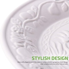 Ovente Ceramic Oval Turkey Platter White P4565W