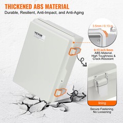 VEVOR Outdoor Junction Box 11.81×7.87×7.08 in ABS Plastic Electrical Enclosure