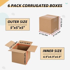 Reliable Small Shipping Boxes – Eco-Friendly Kraft, 5x5x5 Inches, 6 Count