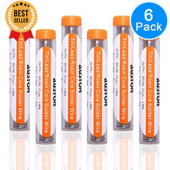 6 Pack 60-40 Rosin Core Solder Wire, 0.6mm, 20g for Electrical Soldering