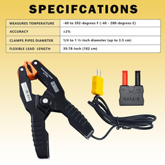 69140 K-Type Thermometer Pipe Temperature Clamp for Hvac/Multimeter Temperatu