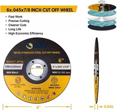 50 Pack 6″ x .045″ x 7/8″ Cut-Off Wheel Stainless Steel INOX Metal Cutting Disc