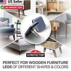 24 Pcs 1″ X-PROTECTOR Nail-On Chair Leg Glides Furniture Sliders Grey Floor Pads