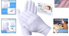 Gentle 100% Cotton Gloves for Dry Hands – 3 Pairs for Nighttime Moisturizing