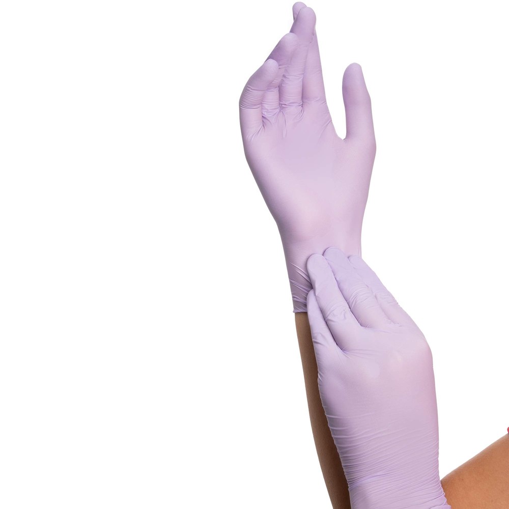 Small Halyard Lavender Nitrile Exam Gloves Powder Free Non Sterile 9.5 Inch