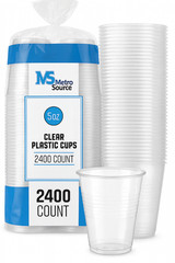 Metro Source 5 oz Clear Plastic Cups 2400 Ct | Disposable Drinkware for Parties
