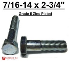 7/16-14 x 2-3/4″ (PT) Hex Bolt Zinc Plated Grade 5 Cap Screw Coarse Thread