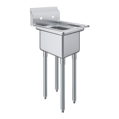 22 in. x 18 in. Stainless Steel One Compartment Sink. 12 in x 16 in x 10in Bowls