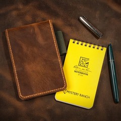 Genuine Leather 3×5 Top-Spiral Notebook Cover, Pocket Notepad Holder Compatib…